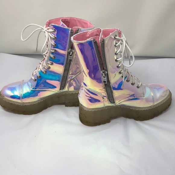 dolls kill holographic boots
